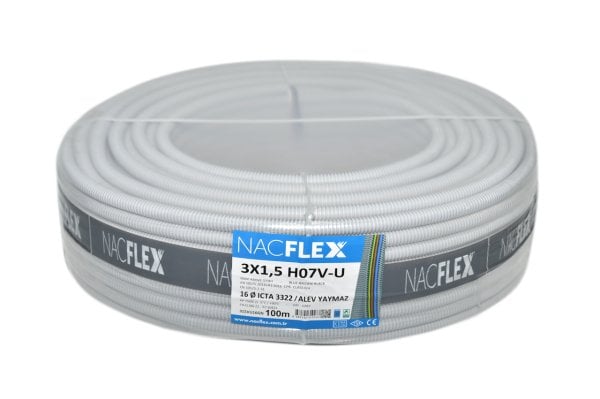 3X1,5 H07V-U + 16mm Ø SPİRAL BORULU KABLO