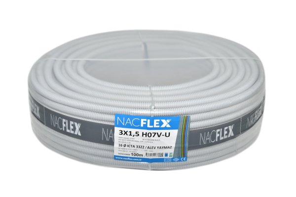 3X1,5 H07V-U + 16mm Ø SPİRAL BORULU KABLO