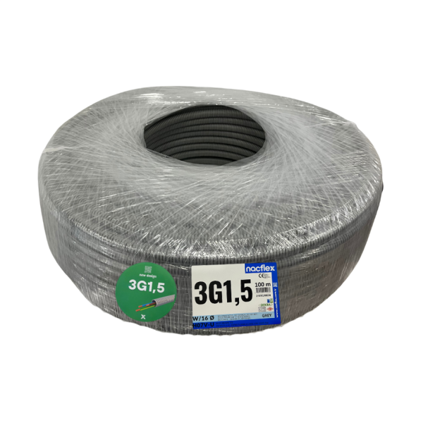 3X1,5 H07V-U + 16mm Ø SPİRAL BORULU KABLO