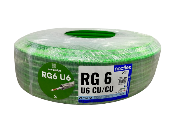RG6 U6 CU/CU + 16mm Ø KOAKSİYEL SPİRAL BORULU KABLO (100M)