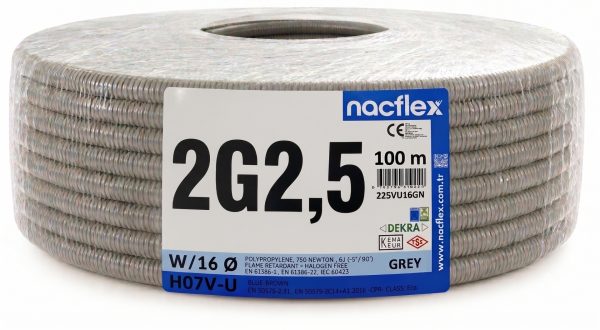 2X2.5 H07V-U + 16mm Ø SPİRAL BORULU KABLO (100M)