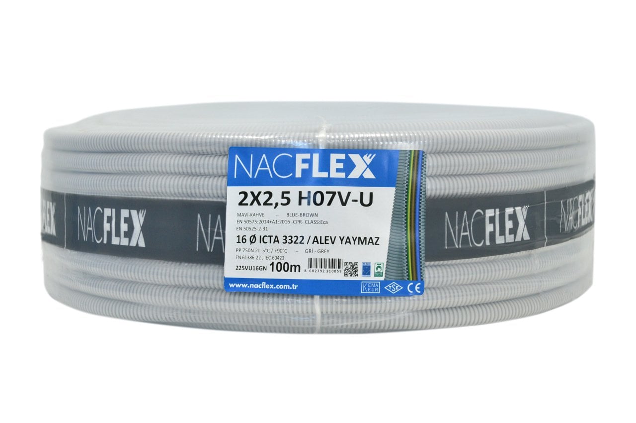 2X2.5 H07V-U + 16mm Ø SPİRAL BORULU KABLO (100M)