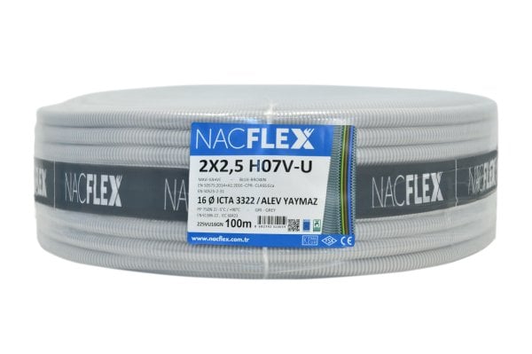 2X2.5 H07V-U + 16mm Ø SPİRAL BORULU KABLO (100M)