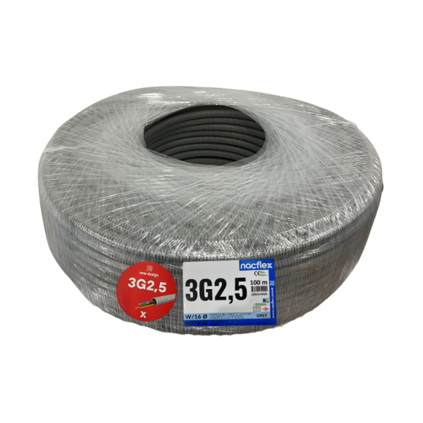 3x2.5 H07V-U  + 16mm Ø SPİRAL BORULU KABLO  (100M)