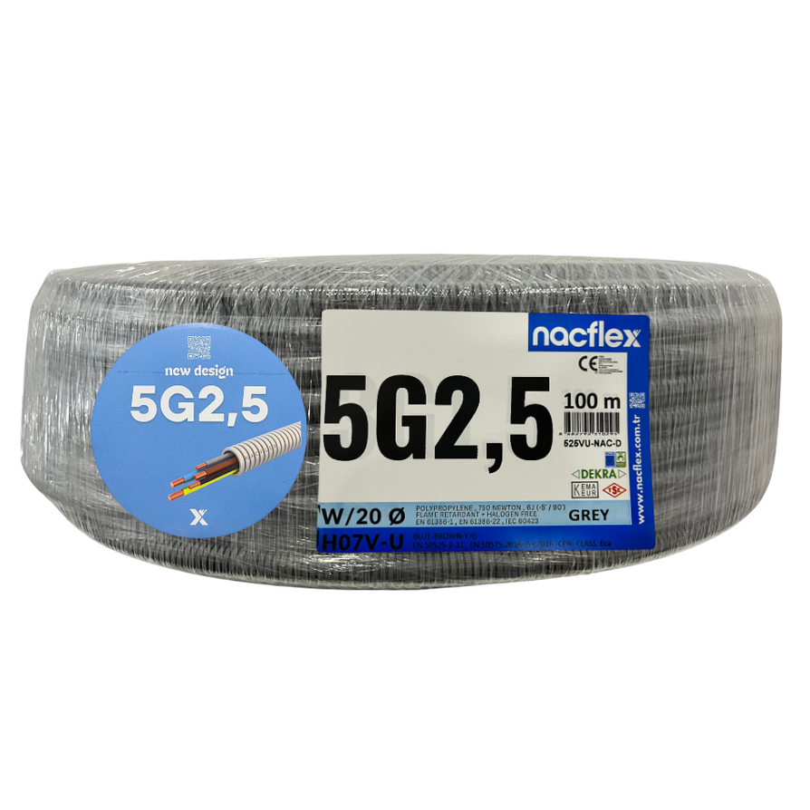 5X2.5 H07V-U + 20mm Ø SPİRAL BORULU KABLO (100M)