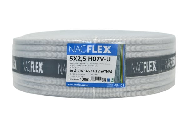 5X2.5 H07V-U + 20mm Ø SPİRAL BORULU KABLO (100M)