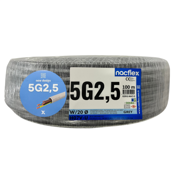 5X2.5 H07V-U + 20mm Ø SPİRAL BORULU KABLO (100M)