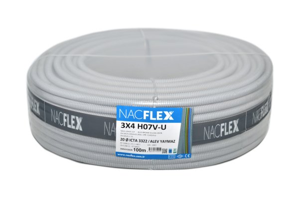 3X4 H07V-U + 20mm Ø SPİRAL BORULU KABLO (100M)
