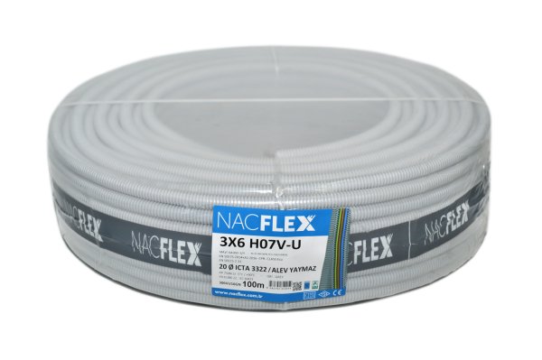 3X6 H07V-U + 20mm Ø SPİRAL BORULU KABLO (100M)