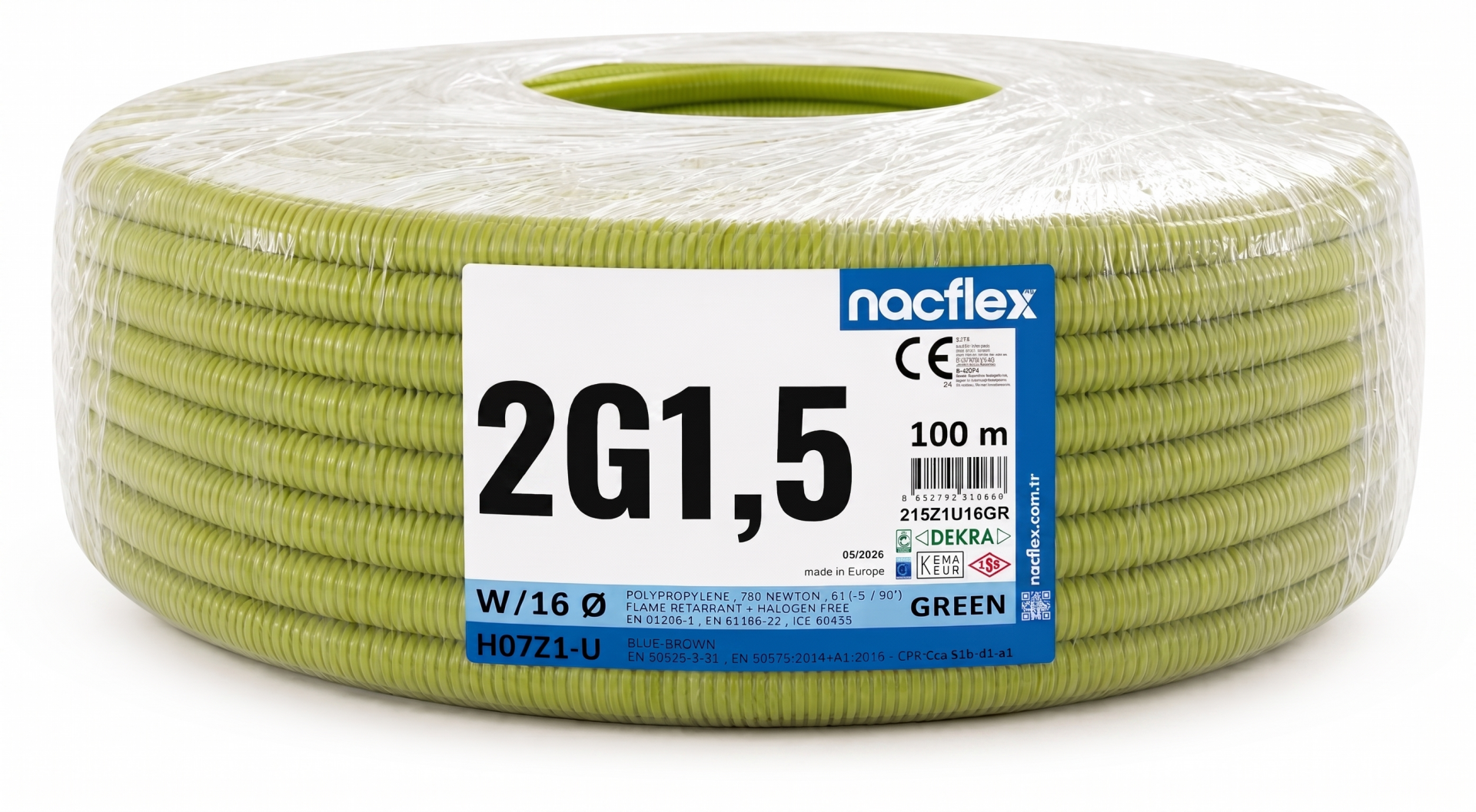 2X1.5 SUPERFLEX H07Z1-U HF + 16mm Ø ALEV YAYMAZ SPİRAL BORULU KABLO (100M)