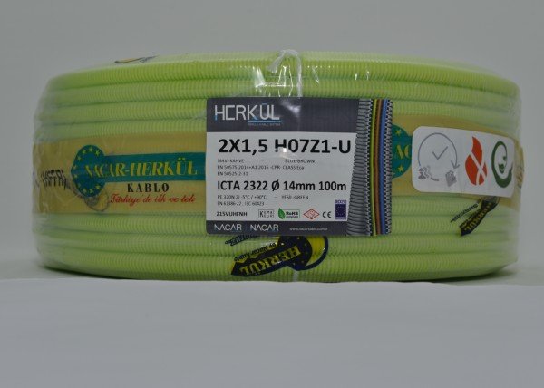 2X1.5 H07Z1-U + 16mm Ø ALEV YAYMAZ SPİRAL BORULU KABLO (100M)