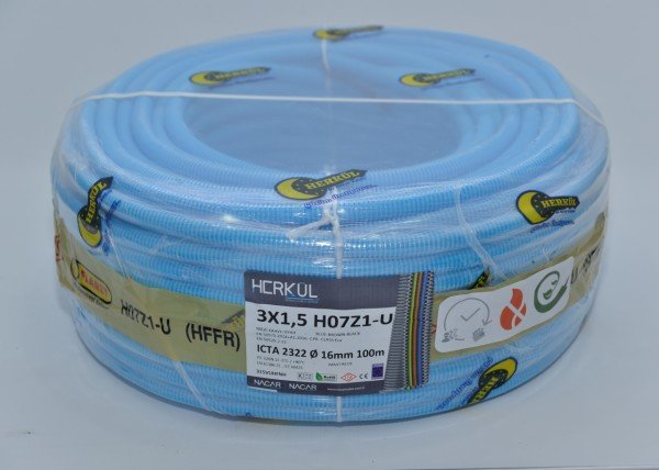 3X1.5 H07Z1-U + 16mm Ø ALEV YAYMAZ SPİRAL BORULU KABLO (100M)