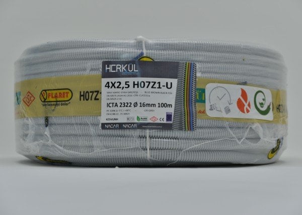 4X2.5 H07Z1-U + 16mm Ø ALEV YAYMAZ SPİRAL BORULU KABLO (100M)