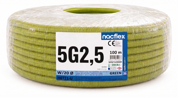 5X2.5 SUPERFLEX H07Z1-U HF + 20mm Ø ALEV YAYMAZ SPİRAL BORULU KABLO (100M)
