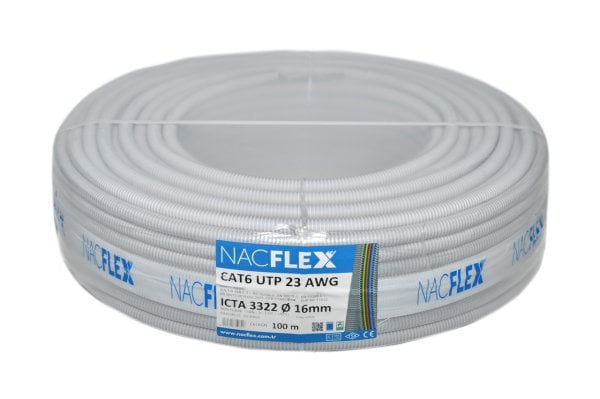 CAT6 23 AWG UTP + 16mm Ø SPİRAL BORULU KABLO (100M)