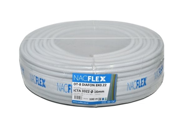 DT-8X0.22 DİYAFON + 14mm Ø SPİRAL BORULU KABLO (100M)