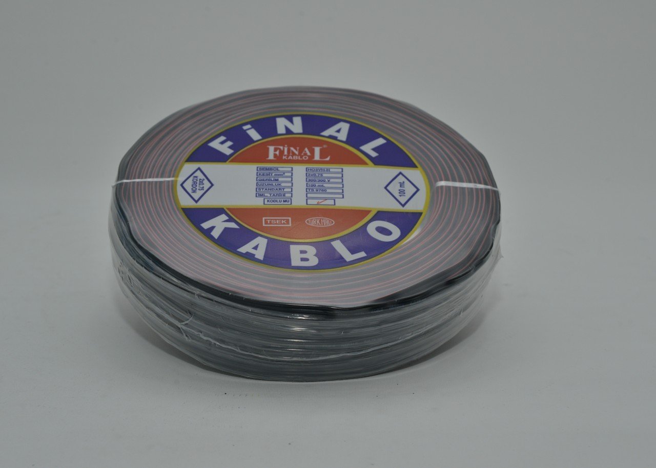 2X0.75 FİNAL SİYAH KIRMIZI KODLU KORDON 100m