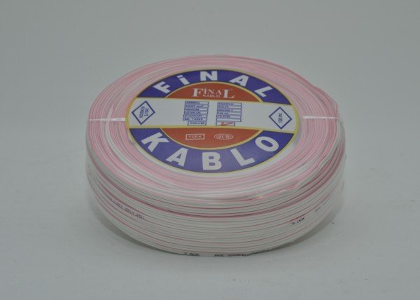 2X0.75 FİNAL BEYAZ KIRMIZI KODLU KORDON 100m