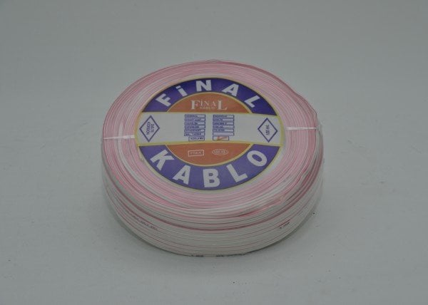 2X0.75 FİNAL BEYAZ KIRMIZI KODLU KORDON 100m